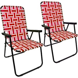 Web Chair – Lightweight & Portable – Retro Style Lawn Chair – High Back Design - Outdoor Chair for Backyard, Camping, Sporting Events, Concerts, Football Games – Easy Folding (Red) 2 Pack