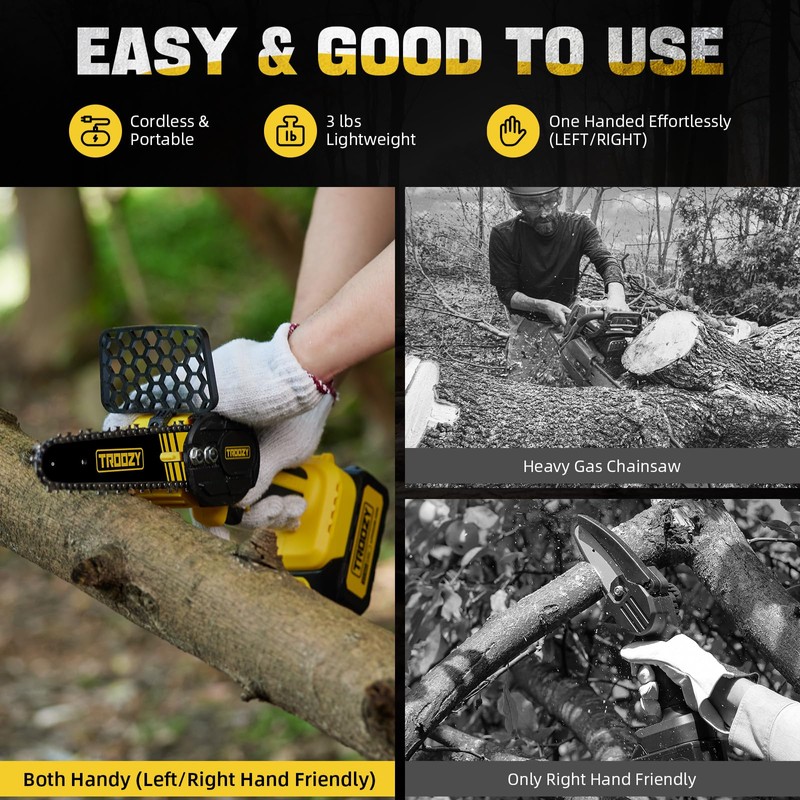 Mini Chainsaw Cordless 6 Inch, Portable Electric Chainsaw, Brushless Handheld