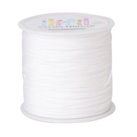 PandaHall 98 Yards 0.8mm Braided Nylon Cord White Chinese Knot Cord Faux Silk Beading Thread for Shamballa Macrame Bracelet Making