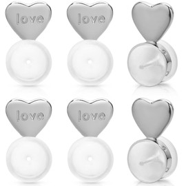 Kerryjewl 3 Pairs White Silicone Earring Backs & Findings for Droopy Ears, Heavy Earrings & Studs