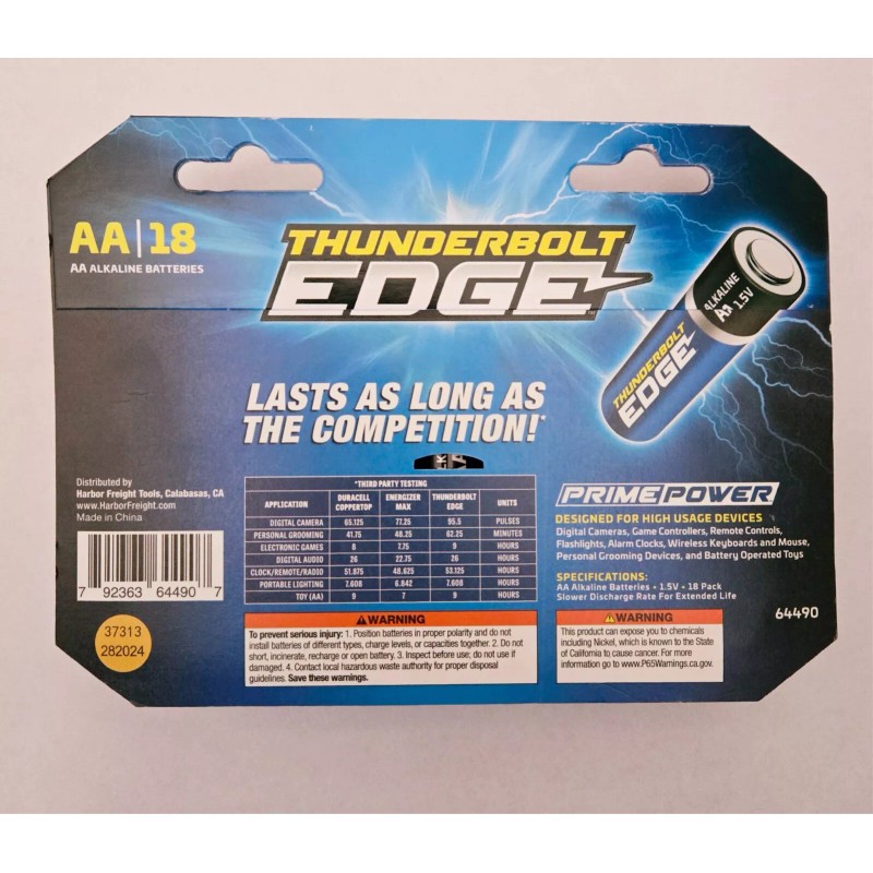 Thunderbolt Edge 18 Pack AA Batteries 1.5V with Extended Life