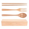4Pcs/Set Chopsticks and Spoon Set Portable Wooden Tableware with Box