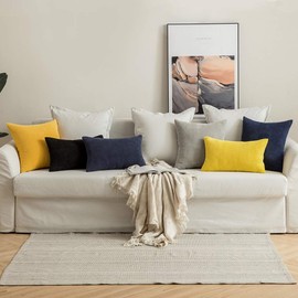 MIULEE Corduroy Cushion Cover Fabric Granule Throw Pillow Case Square Solid Home for Sofa Chair Couch Bedroom Decorative Pillowcases with Invisible Zipper 2 Pieces Black 40x60cm 16x24 Inch