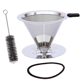 Pour Over Coffee Filter Reusable Stainless Steel Cup Coffee Filter with Small Cleaning Brush for Hand Brewed Coffee, 115 Base Model