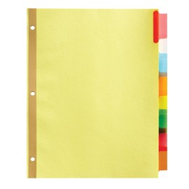 Office Depot Insertable Dividers with Big Tabs, Buff, Assorted Colors, 8-Tab, Pack of 4 Sets, 14778