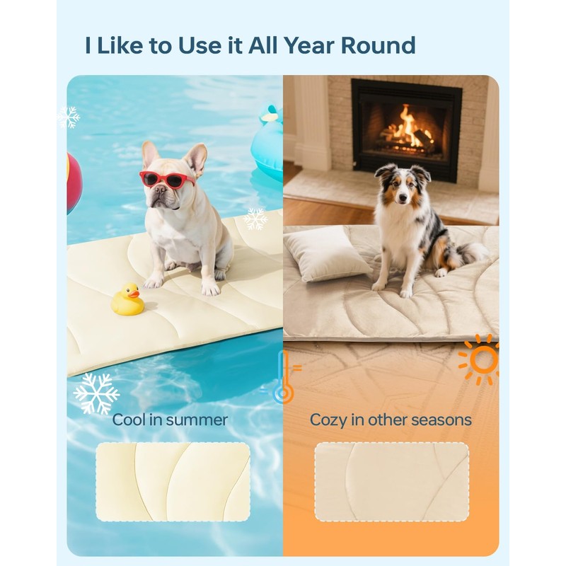 Babygreat Dog Cooling Mat, 59" x 40" Reversible Self-Cooling Mat