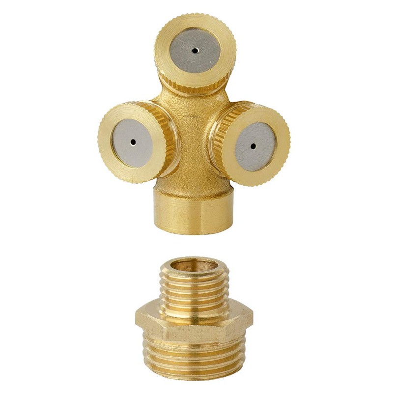 Feelers Brass Misting Spray Nozzle, 1/2" BSPF 3-Holes Atomizing Spray