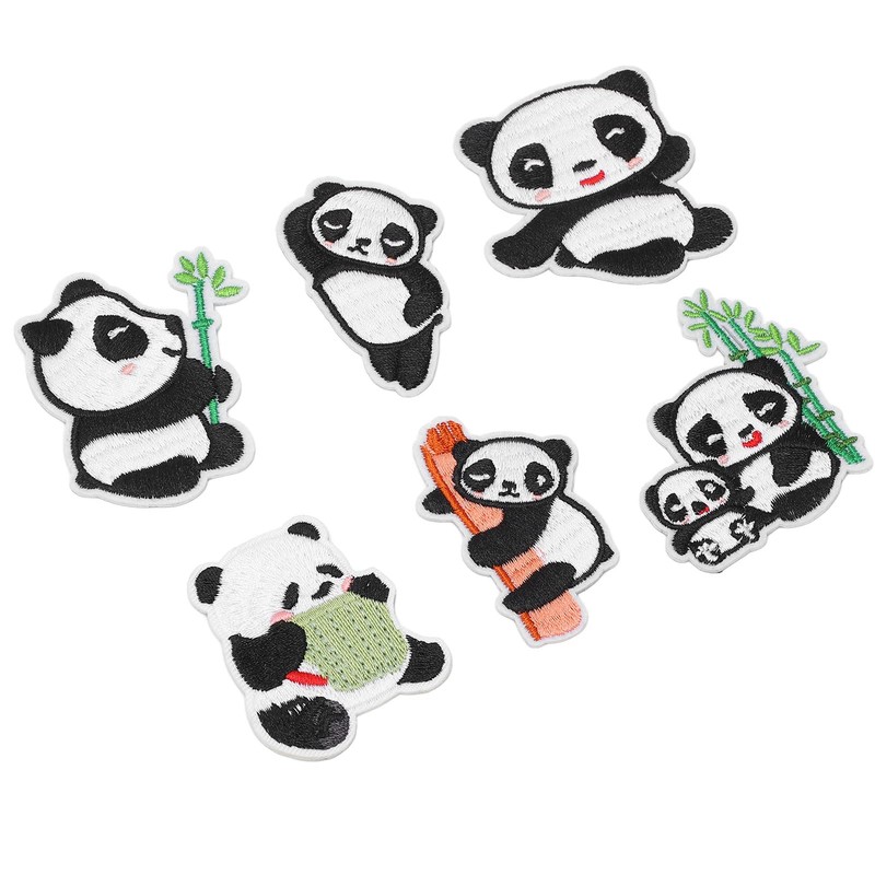 GLOGLOW Panda Embroidery Patch 6 Panda Iron on Patches for