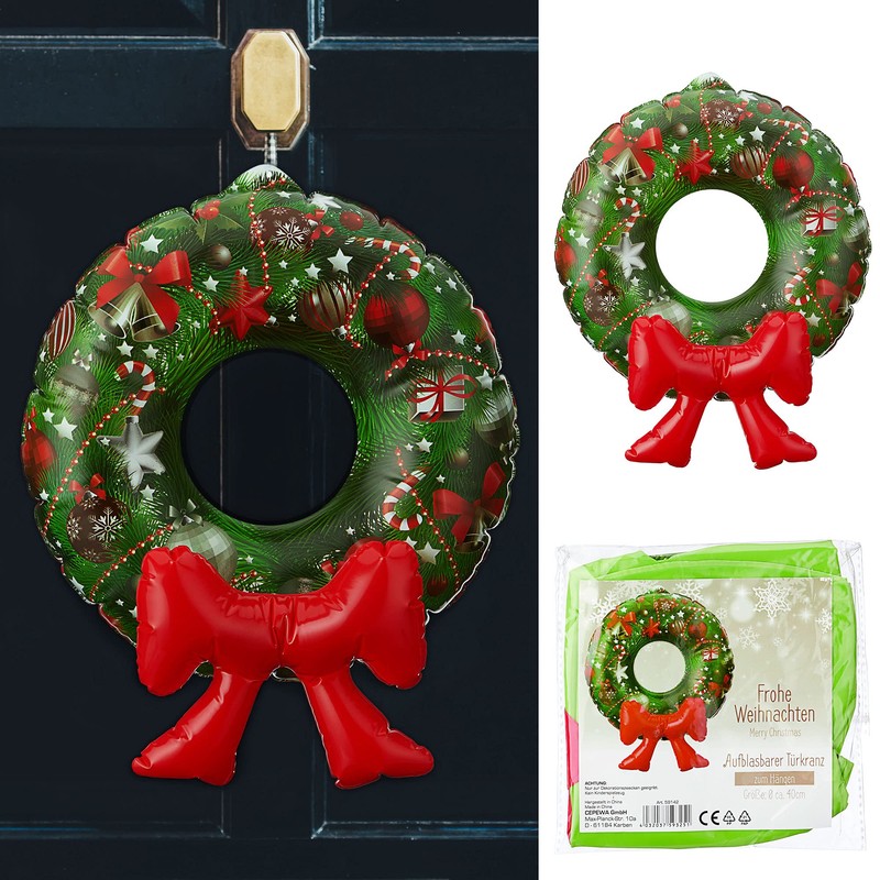 Cepewa Inflatable Door Wreath for Hanging | Diameter 40 cm