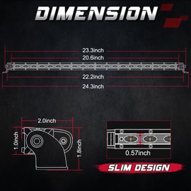 20 Inch LED Light Bar, OFFROADTOWN 100W CREE Single Row LED Light Bar Flood Beam Silm LED Bar Light Bumper Light Offroad Light Driving Light Bar for Truck UTV SUV RZR Chevy Honda Can-am Boat