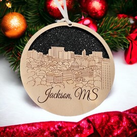 Jackson Mississippi Ornament Wooden Souvenir Christmas Tree Decoration with Jackson Mississippi Vacation Gift