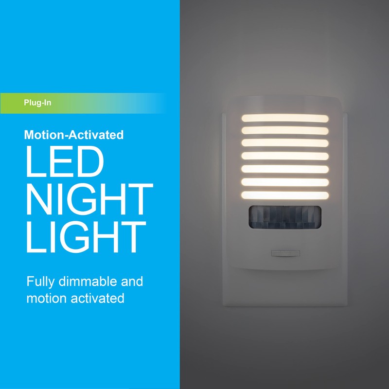 GE LED Night Light, Motion Sensing, Dimmable, Louver Shade, White,