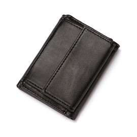 NACZHLOVELL Mini Wallet, Men's, Women's, Coin Purse, Bifold Small Wallet, Thin, Compact Mini Wallet, Leather, Card Slots, Black