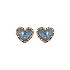 Silver Heart Stud Earrings for Women, 925 Steling Silver Stud Earrings, Blue Love Heart Gold Studs for Wife Girlfriend, Hypoallergenic Jewellery Gift for Women