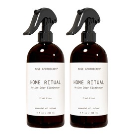 Muse Apothecary Home Ritual Active Odor Eliminator Spray - Furniture Deodorizer Spray & Bathroom Odor Eliminator for Home - Essential Oil Air Freshener - 8oz, Fresh Linen