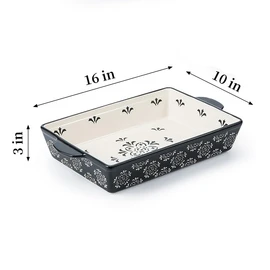 Sagoskat Casserole Dish Baking Dish Ceramic Baking Pan, 9x13 Baking Pan, Nonstick Baking Dishes for oven, Blue and white flower pattern Lassagne Pan, Casserole Dishes with handles, for Kitchen