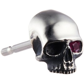 Dr. Monroe PE-30-SV2-RU Skull Earrings, 925 Silver, Natural Ruby, Sterling Silver Silver