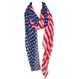 Fashion Helpers Stars and Stripes Large Patriotic Nautical American Scarf, Wrap, Sarong for Women
