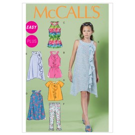 McCall Patterns M6501 Girls'/Girls' Plus Top, Rompers, Dresses and Leggings, Size Girl (7-8-10-12-14)