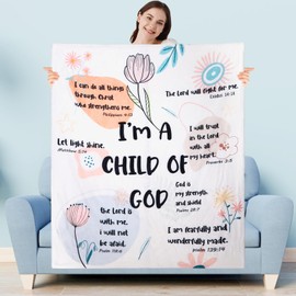 Thrist Christian Gifts for Women Faith I Am a Child of God Christian Blanket Warm Flannel Religious Blanket Gifts for Women Bible Verse Blanket for Kids Teens Adults Birthday Couch Travel 50x60 inch