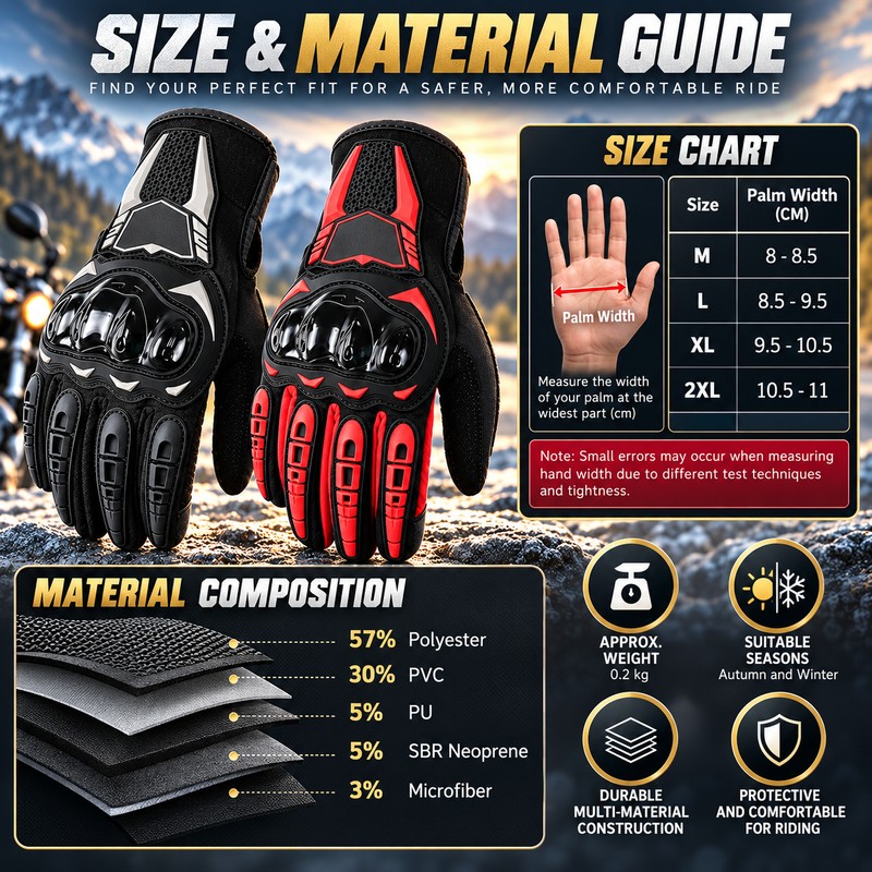 Motorcycle Riding Gloves for Men and Women – Touchscreen, Water-Resistant