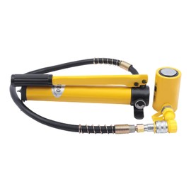 Split Hydraulic Jack with Pump and Oil Pipe Portable Steel Lifting Ram Tool Low Profile Hydraulic Bottle Jack for Railway Maintenance Mechanical Construction Installation (10T)