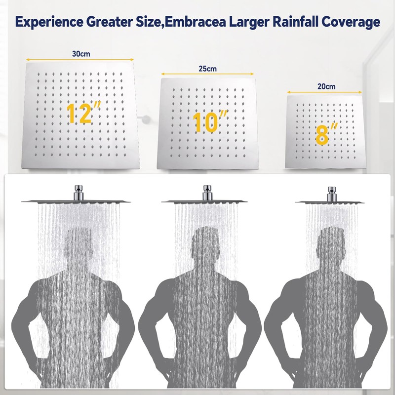 YDmeet 12 Inch Shower Head with Handheld Spray Combo- Rain