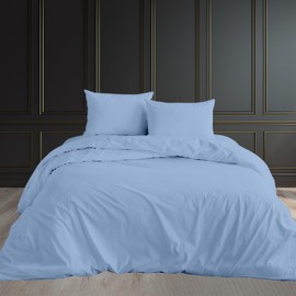 Rohi Double Duvet Cover Set – Soft & Breathable Microfibre Duvet Cover with 2x Pillowcases - Anti Allergy Sky Blue Bedding Set – Button Closure Design - (Double 200x200cm – Sky Blue)
