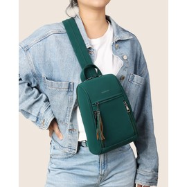 FADEON Sling Bag for Women Crossbody Purse Sling Bags, Designer Sling Purses Fashion Travel Chest Bag Suede Green