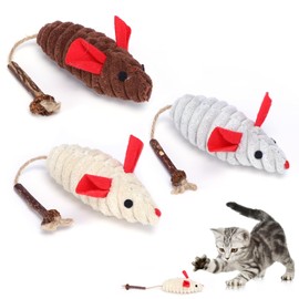 GOZINA Pack of 3 Cat Toy Mouse, Toy Mice for Cats, Catnip Toy for Cat, Chew Toy, Mouse Toy Cushion with Matatabi Stick that Cats Enthusiasts, Cat Toy Natural Cat Toys