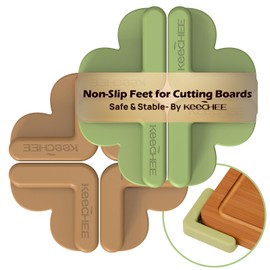 Keechee 2PCS Silicone Non-Slip Feet for Cutting board, Preventing Cutting Injuries in the Kitchen Chopping Boards Feet for Kitchen Safe, Warm Gifts for Kitchen & Home Protector (Green and Brown)
