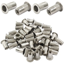 Cionyce 50 Pcs #10-32 UNC Rivet Nuts - Aluminium Alloy Flat Head Threaded Insert Nut for Improved Performance and Durability