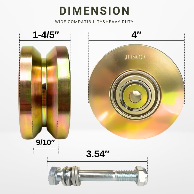 JUSOO 4-inch Diameter x 1.8-Inch Wide V Groove Sliding Gate
