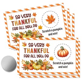 THEBESTU 50 Pcs So Very Thankful for All You Do Scratch off Game Card, Thank You Gifts Certificates Scratch Card, Lottery Prize Raffle Tickets for Small Business, Thanksgiving Party Supplies