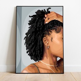 Hair locs art, Black Woman Art, Trendy art, Black Woman Wall Art, Black Girl Wall Art, Black girl art Decor Gift - Color: 16x24
