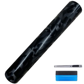 LZLRUN Rollo de Vinilo Negro de Fibra de Carbono forjada Mate para liberación de Aire, calcomanía de Bricolaje para Coche y vehículo Morotcycle Autoadhesivo (Negro Fantasma, 30cm x 100cm)