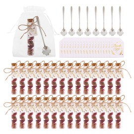 28 Sets Tea Party Favors Bulk, Rustic Wedding Favors for Guests with 4.13'' Glass Tea Jars, Silver-Colored Stainless Steel Teaspoons, Gift Tags, Organza Bags, and Rope, Thank You Gift Set
