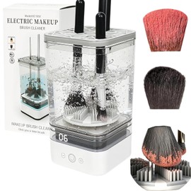 Automatic Electric Makeup Brush Cleaner with Deep-Cleaning Silicone Scrubbers, USB Powered, Fits All Brush Sizes (Eyeshadow, Blush, Foundation), Fast &