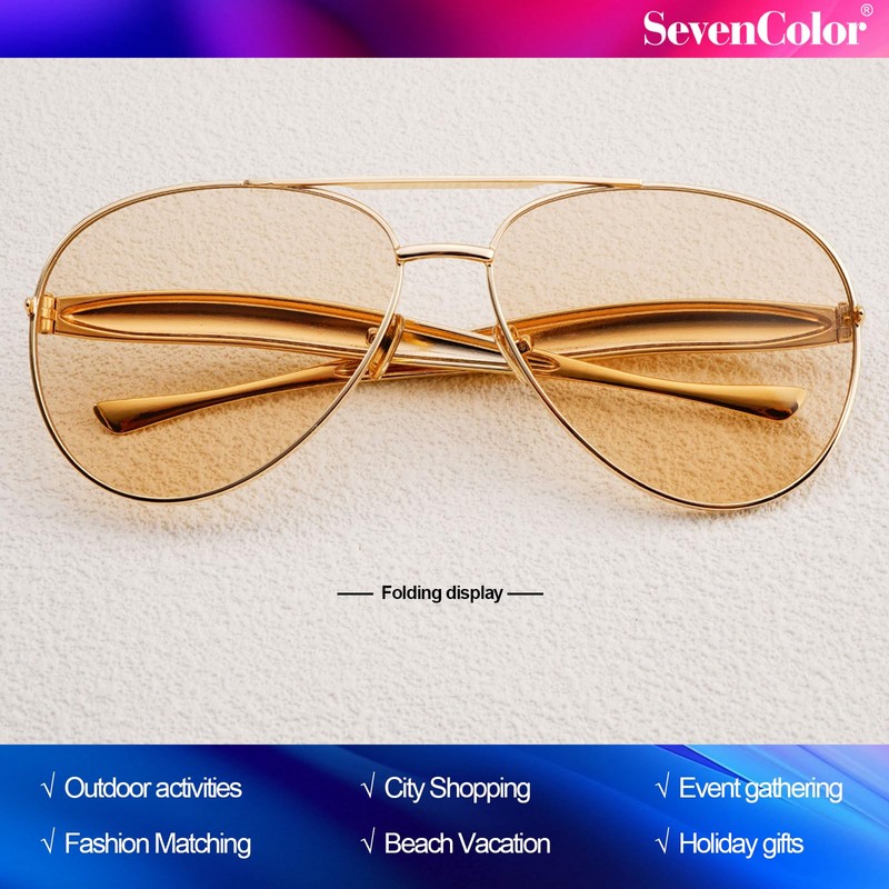 SevenColor Trendy Oversized Aviator Sunglasses for Women Men 2025 Gold