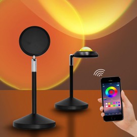 PANAMALAR RGB Sunset Light, Sunset Lamp Bluetooth 16 Million Colour with Timer/180°/Music Sync Sunset Projection Lamp for Photography, Selfie, Living Room Decoration, App Control