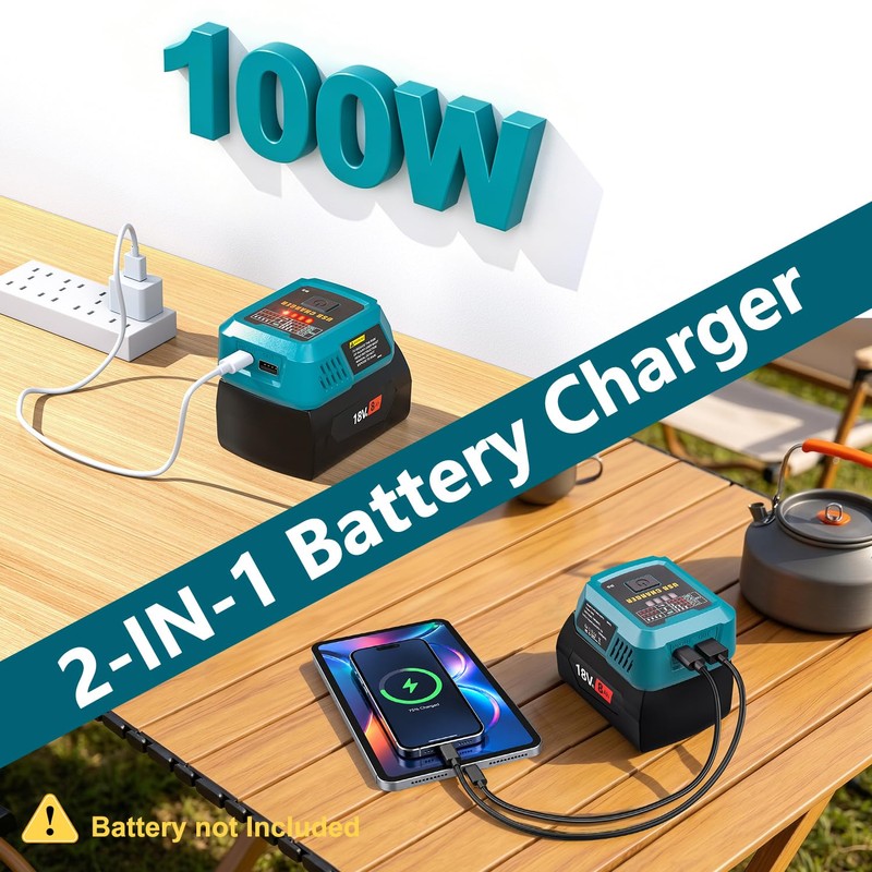 Adisipsoarin 100W USB C Battery Charger Compatible with Bosch 18V