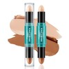 Apooliy 2-in-1 Cream Contour & Highlighter Sticks,2pcs Non-Greasy Bronzing and
