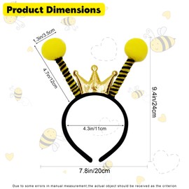 AEGYPIUS Bee Headband, Bee Antenna Headband for Adults, 2PCS Bee Headbands Bee Costume Accessories Queen Bee Headband Fun Party Costume Accessory Bee Birthday Party Favors