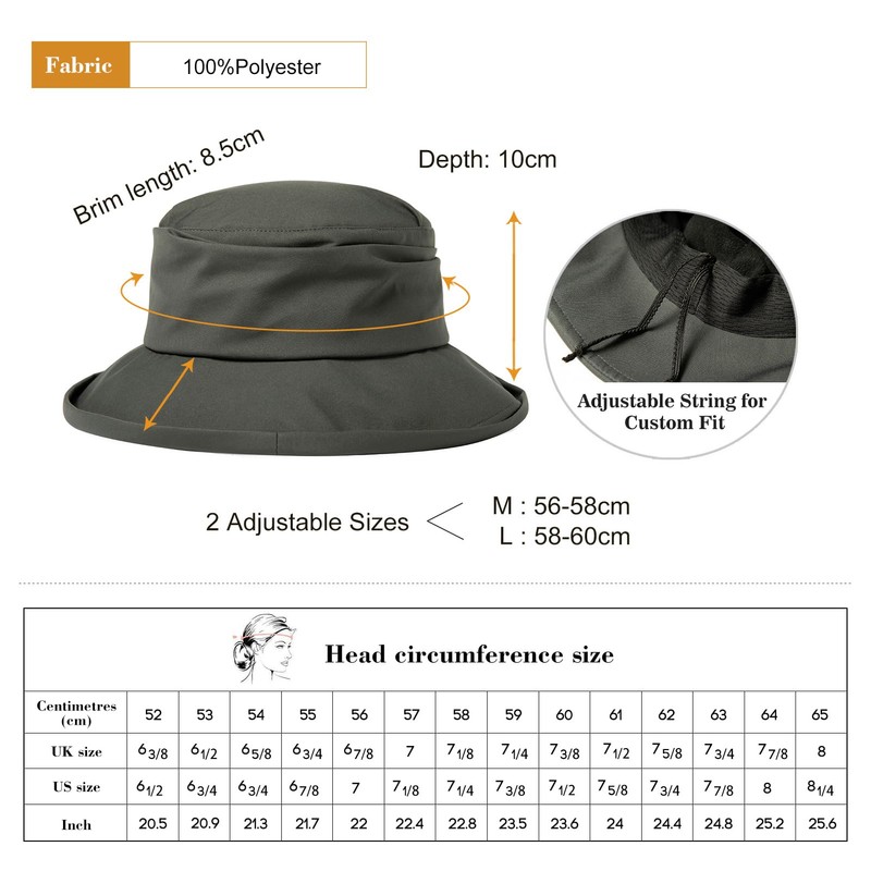 Comhats Foldable Women's Rain Hat Sun Hat Waterproof Hat with