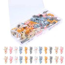 XINYUICEAN Gato Chinchetas para Corcho, Lindas Decorativas Tachuelas de Pulgar, Chinchetas Creativas de Animales de Dibujos Animados, Pasador de Gato de Cola Larga Pines de Dibujo de Animales (100)