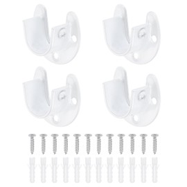 uxcell 4Pcs Closet Rod End Supports, 0.87" Stainless Steel Flange Rod Holder Bracket End Supports with Screws for Bathroom Closet Curtain, White