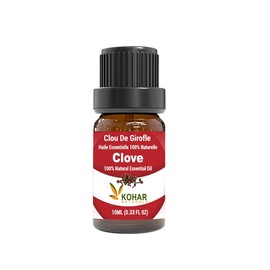 Clove Bud Essential Oil. 100% pure Natural, Vegan & Kosher Certified. Use in Diffuer Aromatherapy and DIY cosmetic product. Bottled in Canada. 10 mL