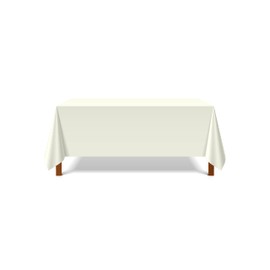 Pomp Ivory 90" x 156" Inch Premium Polyester Tablecloth | Wrinkle + Stain Resistant Easy Care Fabric | Fits 8FT Rectangle Table