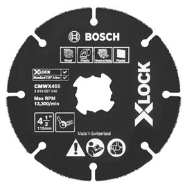 BOSCH CMWX450 4-1/2 In. X-LOCK Carbide Multi-Wheel Compatible with 7/8 In. Arbor for Applications in Cutting Wood, Wood with Nails, Plastic, Plaster