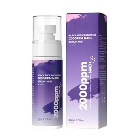 Black Rice Probiotics 2000ppm NAD+ Serum Mist 80ml, Hydrating & Refreshing Facial Spray with Black Rice Extract, Lightweight Face Mist for Daily Skin 